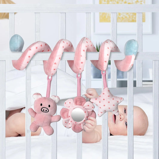 Spiral Activity Hanging Toy – With Mirror, Squeaker & Rattles