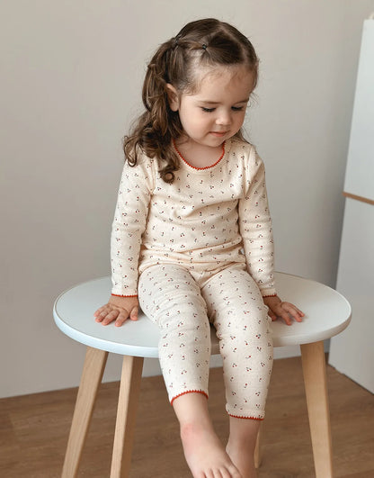 100% Cotton Long Sleeve Top Pant Suit Homewear