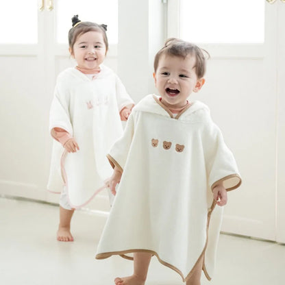 Hooded Bath Towel Cloak – Soft Coral Fleece