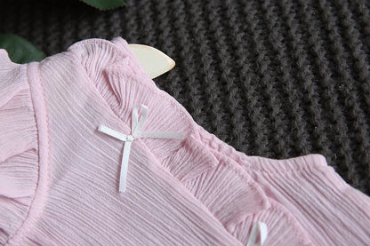 Cotton Butterfly Sleeve Baby Set - 2Pcs