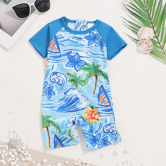 Cartoon Print Baby Boy Swimsuit – Vacation Style