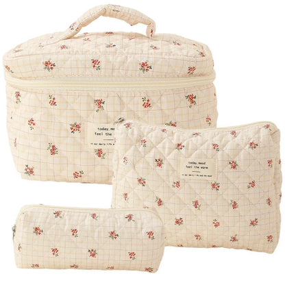 Set of 3 – Floral Cotton Baby Toiletry Bags