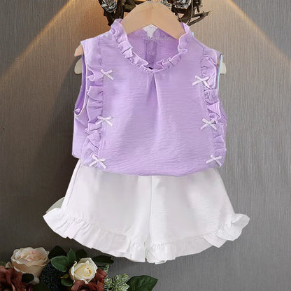 Cotton Butterfly Sleeve Baby Set - 2Pcs