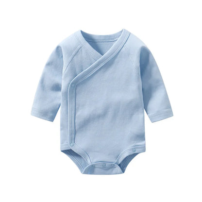 Lullaby Cotton V-Neck Baby Romper – Full-Sleeve Unisex Bodysuit