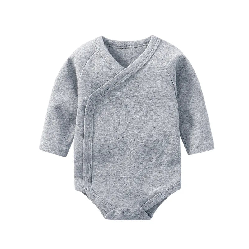 Lullaby Cotton V-Neck Baby Romper – Full-Sleeve Unisex Bodysuit