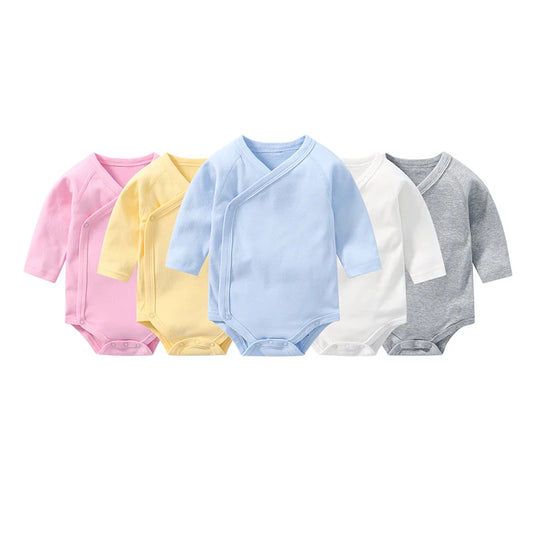 Lullaby Cotton V-Neck Baby Romper – Full-Sleeve Unisex Bodysuit