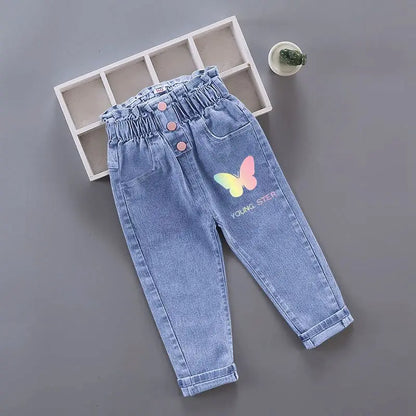 Girls’ Printed Jeans – Casual High-Waist Style (4–6Y)