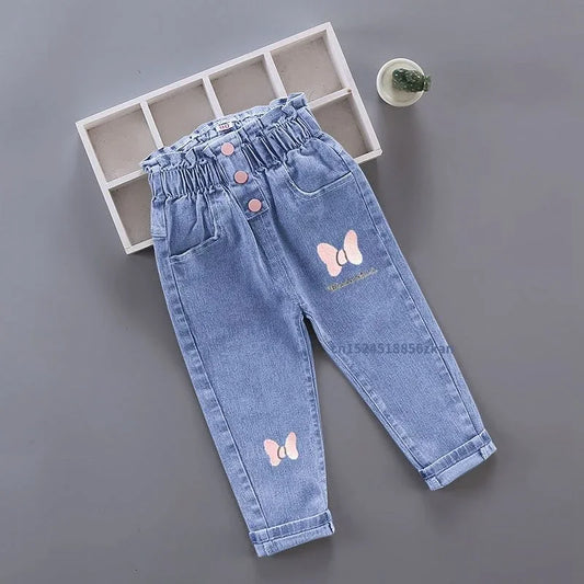 Girls’ Printed Jeans – Casual High-Waist Style (4–6Y)