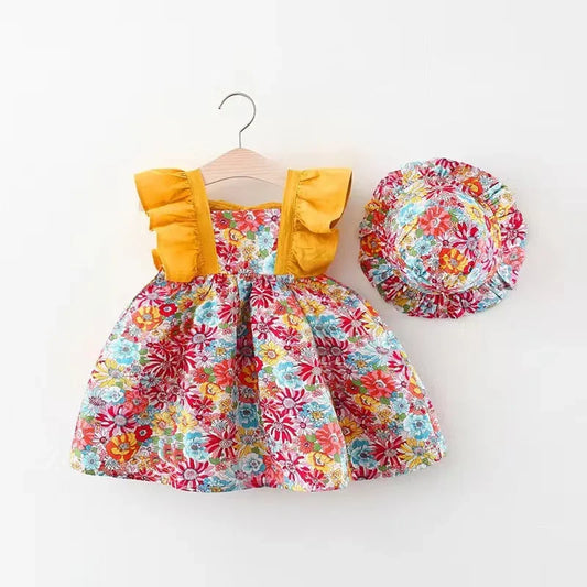 Princess Cotton Dress Comes with Hat - Summer Collection