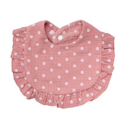 Floral Cotton Baby Bib – Ruffled Edge Muslin Burp Cloth