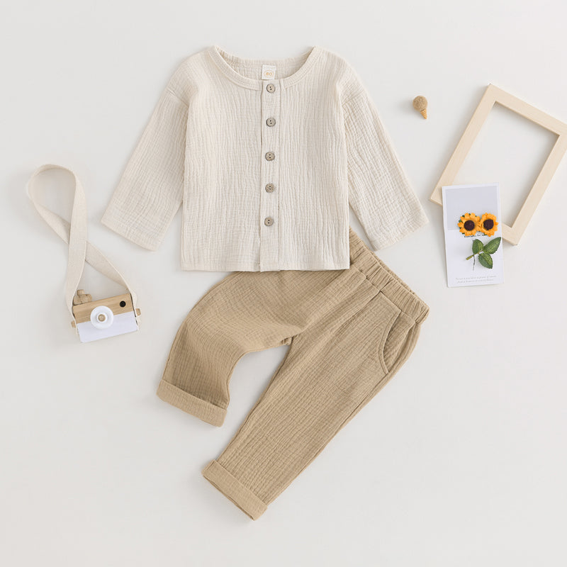 Outfit Set – Solid Long Sleeve Top & Pants