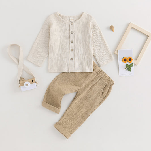 Outfit Set – Solid Long Sleeve Top & Pants