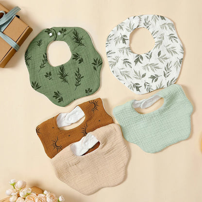 Lullaby Baby Bib – Cute Unisex Everyday Feeding Bib - Set 5 Pcs