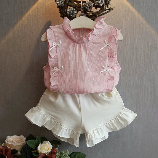 Cotton Butterfly Sleeve Baby Set - 2Pcs
