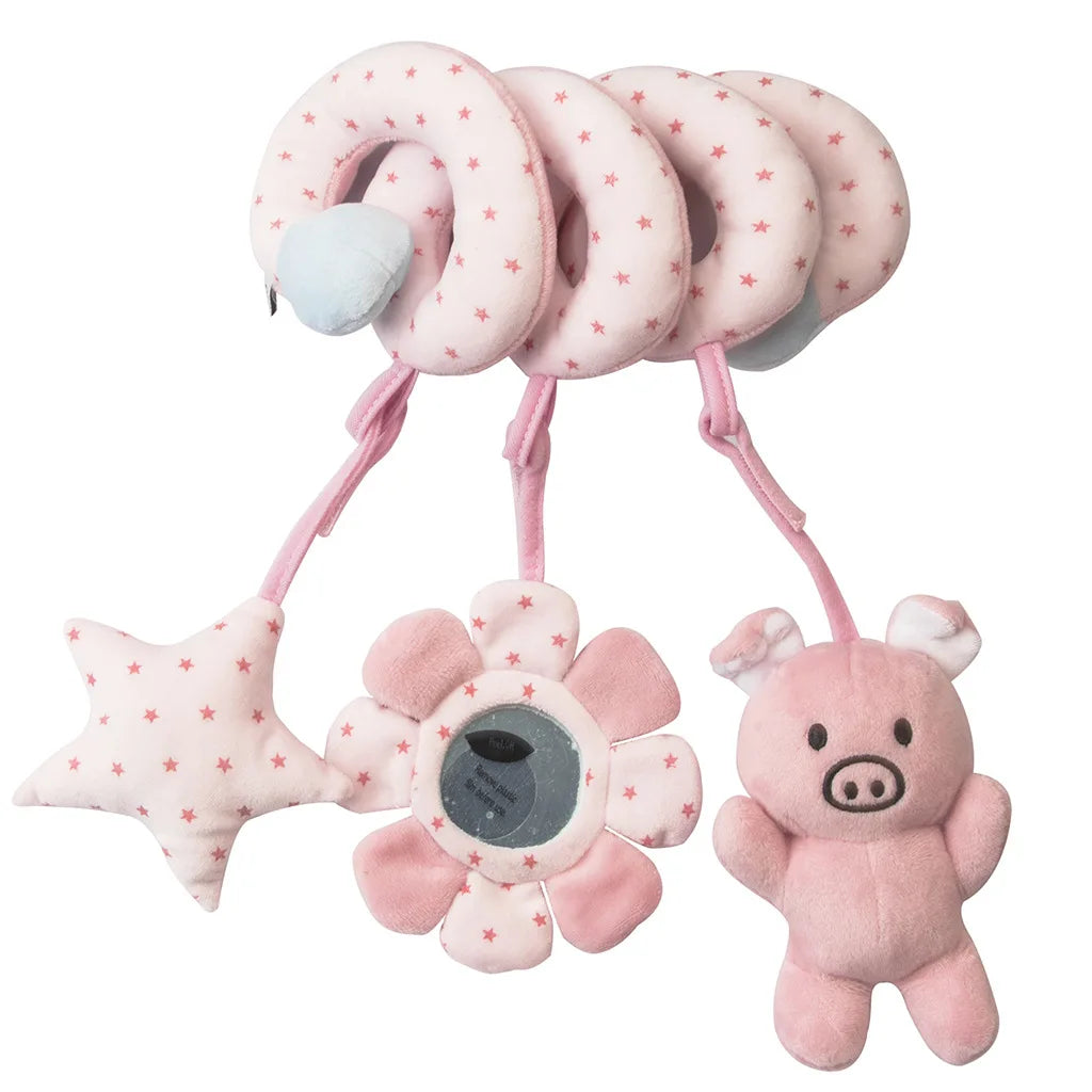 Spiral Activity Hanging Toy – With Mirror, Squeaker & Rattles