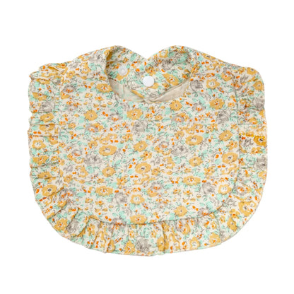 Floral Cotton Baby Bib – Ruffled Edge Muslin Burp Cloth