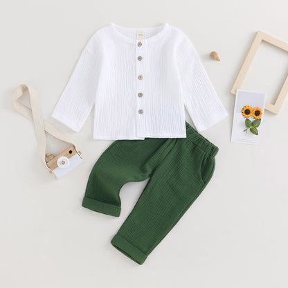Outfit Set – Solid Long Sleeve Top & Pants