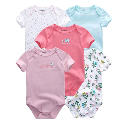 Lullaby 5-Piece Cotton Baby Bodysuit Set