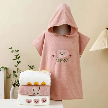 Hooded Bath Towel Cloak – Soft Coral Fleece