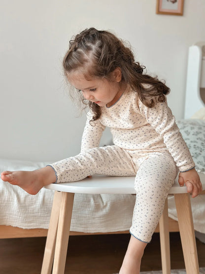 100% Cotton Long Sleeve Top Pant Suit Homewear