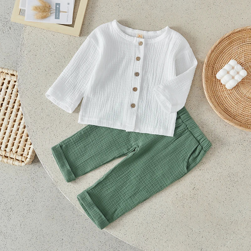 Outfit Set – Solid Long Sleeve Top & Pants