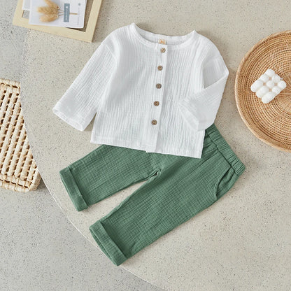 Outfit Set – Solid Long Sleeve Top & Pants