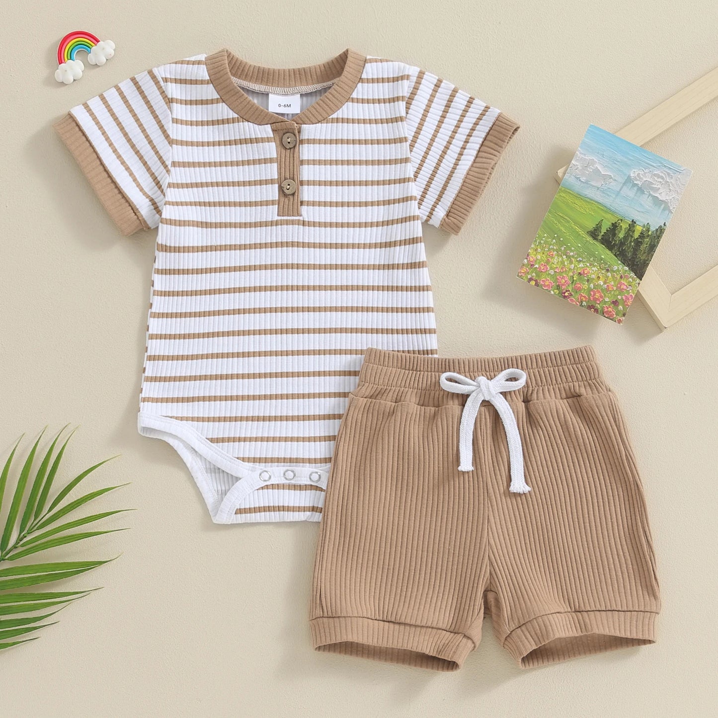 Lullaby Striped Cotton Baby Set – 2 Pcs