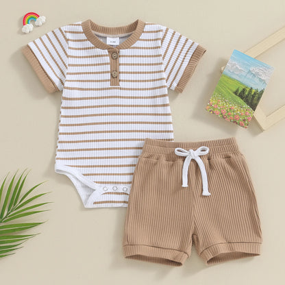 Lullaby Striped Cotton Baby Set – 2 Pcs