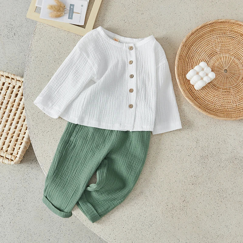 Outfit Set – Solid Long Sleeve Top & Pants
