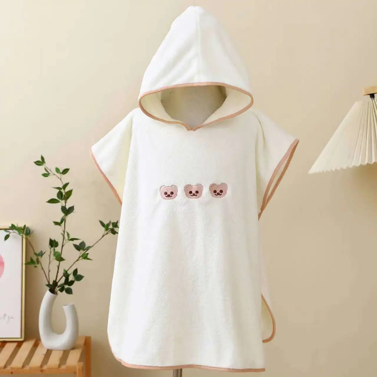 Hooded Bath Towel Cloak – Soft Coral Fleece