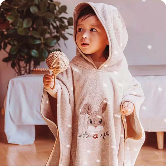 Hooded Bath Towel Cloak – Soft Coral Fleece