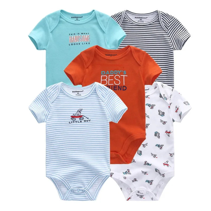 Lullaby 5-Piece Cotton Baby Bodysuit Set