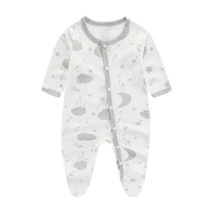 Lullaby Striped Cotton Baby Romper – Full-Sleeve Unisex Bodysuit