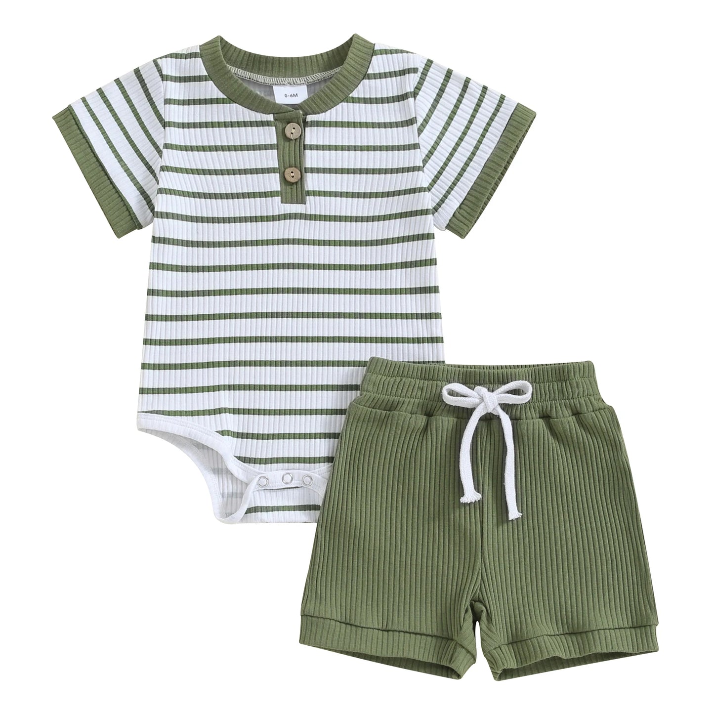 Lullaby Striped Cotton Baby Set – 2 Pcs
