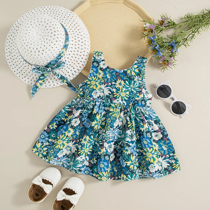 Lullaby London Cotton Dress and Hat Bow- 2 Pcs