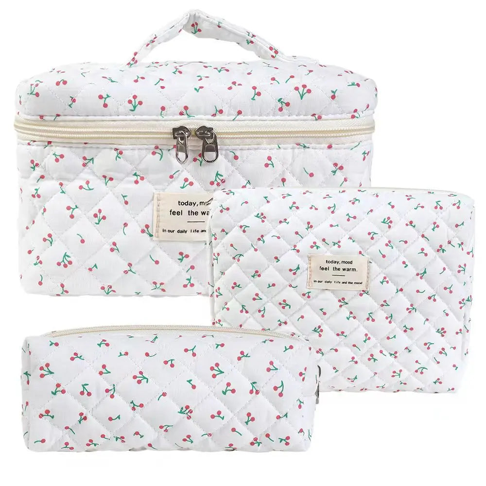 Set of 3 – Floral Cotton Baby Toiletry Bags
