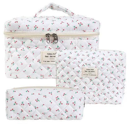 Set of 3 – Floral Cotton Baby Toiletry Bags