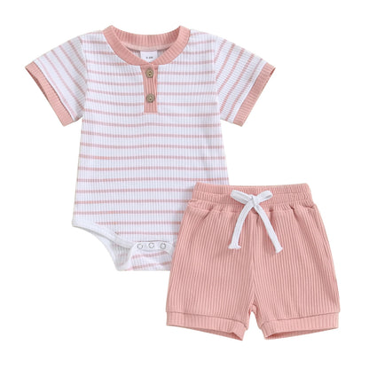 Lullaby Striped Cotton Baby Set – 2 Pcs